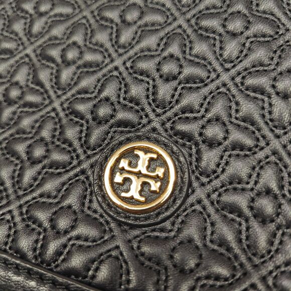 Tory Burch Bryant Quilted Signature Logo Chain Strap Black Gold Shoulder Bag - Picture 11 of 16
